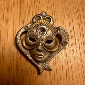 Art Deco Woman with a Mask Brooch